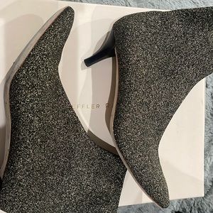 LOEFFLER RANDALL BLACK AND GOLD BOOTIES